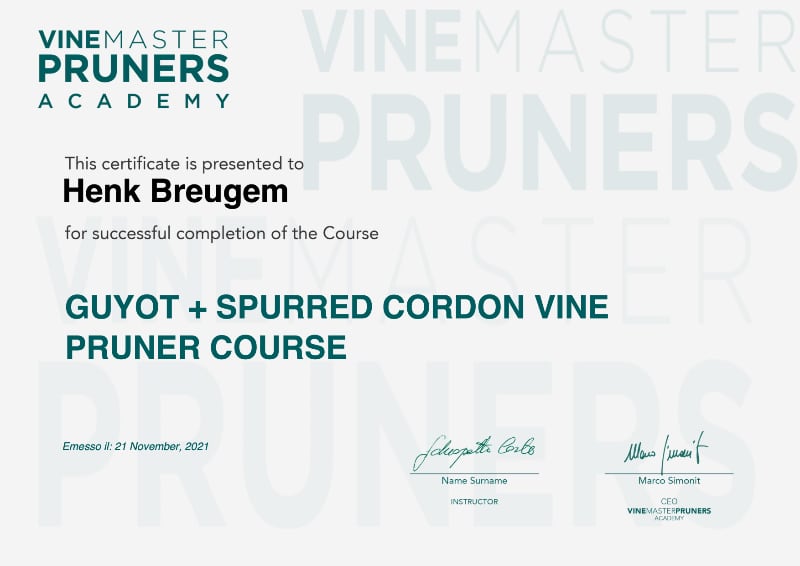 certificaat Pruners Academy